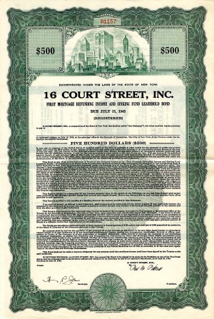 16 Court Street, Inc. - Bond (Uncanceled)